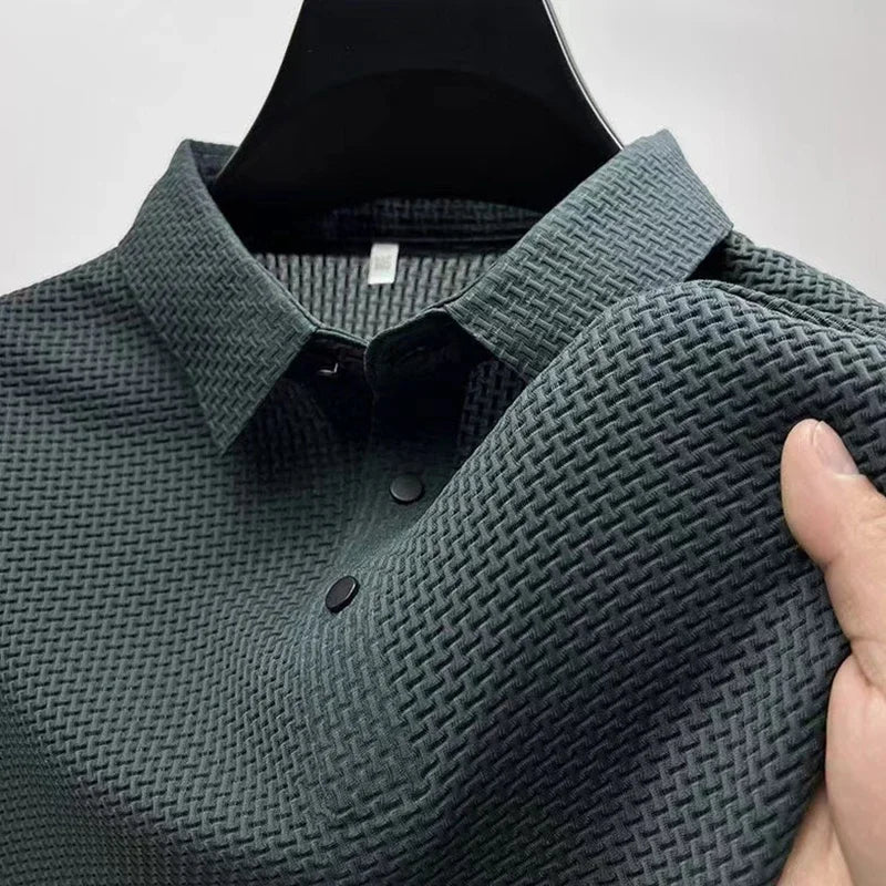 Men's Bone Print Polo Shirt – Breathable Casual Short Sleeve Summer Top