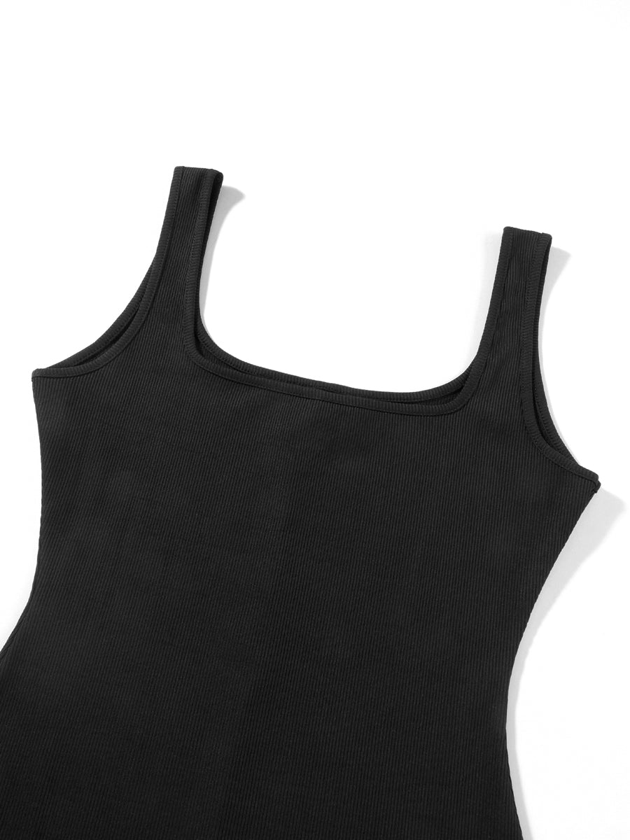 Women’s Sleeveless Bodycon Jumpsuit – Diamond Accent U-Neck Clubwear Romper