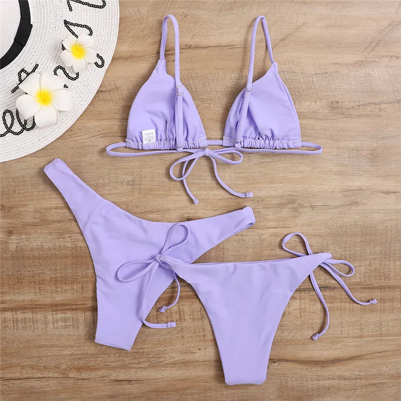 Women’s 3-Piece Push Up Bandage Bikini Set – Triangle Swimsuit Beachwear