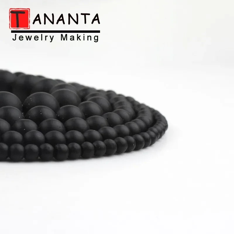 Natural Black Onyx Matte Round Beads – DIY Jewelry Making Bracelet Necklace 4-12mm
