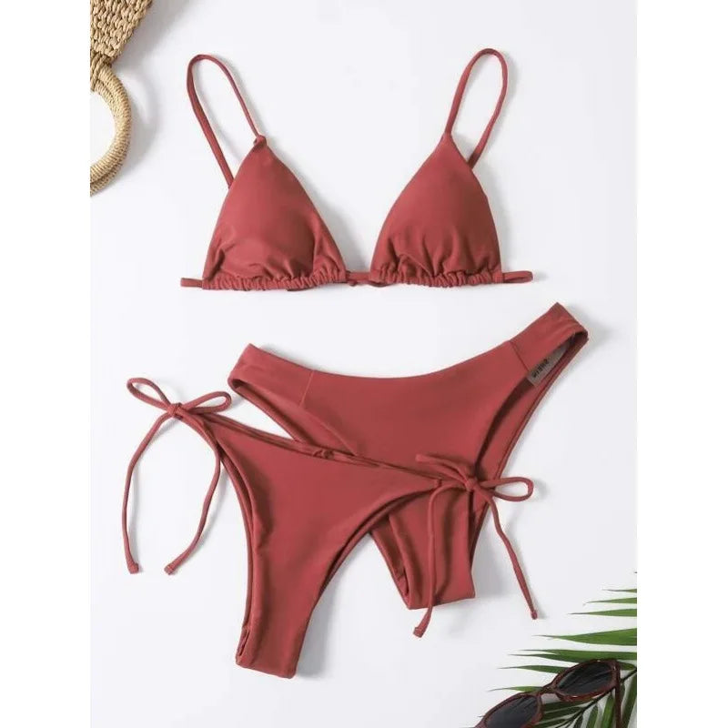 Women’s 3-Piece Push Up Bandage Bikini Set – Triangle Swimsuit Beachwear