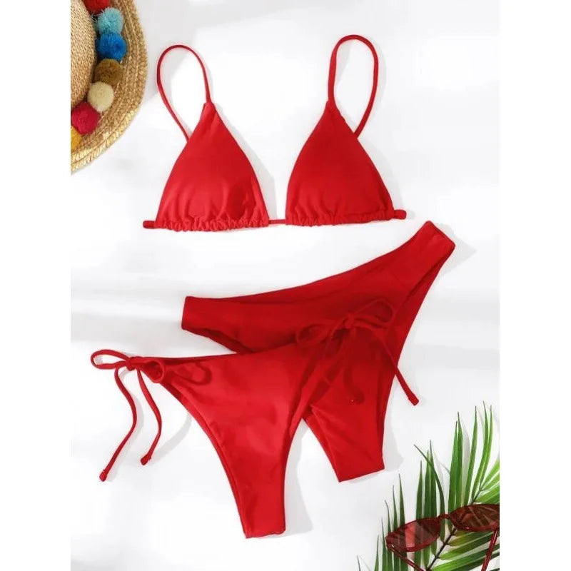 Women’s 3-Piece Push Up Bandage Bikini Set – Triangle Swimsuit Beachwear