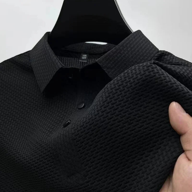 Men's Bone Print Polo Shirt – Breathable Casual Short Sleeve Summer Top