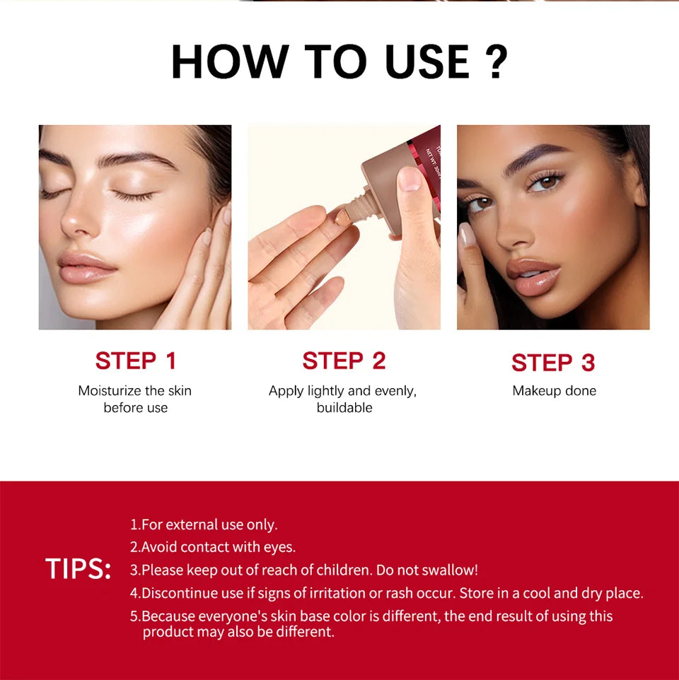 Matte Full Coverage Foundation Cream – Waterproof Long-Lasting Concealer Base