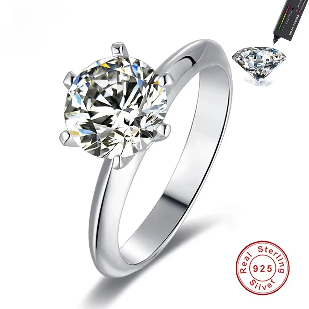 925 Sterling Silver Moissanite Ring – 1-3ct D Color Luxury Diamond Alternative