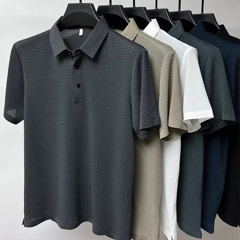 Men's Bone Print Polo Shirt – Breathable Casual Short Sleeve Summer Top