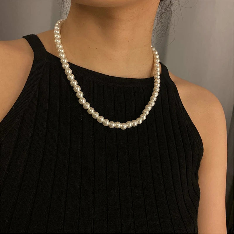Classic White Pearl Choker Necklace – Vintage Handmade Wedding Beaded Jewelry