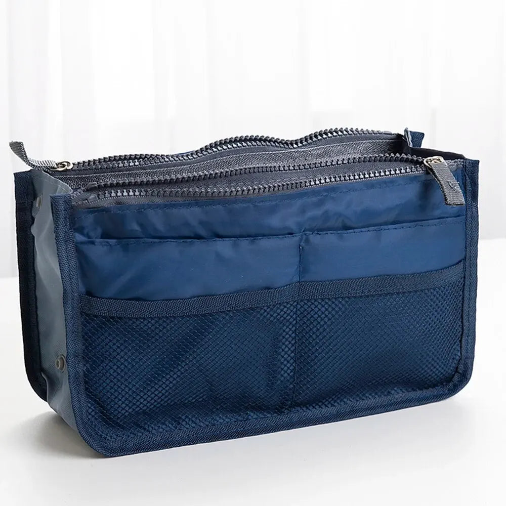Large Double Zipper Travel Makeup Bag – Multi-Pocket Cosmetic Toiletry Organizer