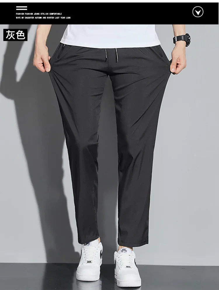 Men’s Slim Fit Stretch Jogger Pants – Elastic Waist Business Casual Korean Style