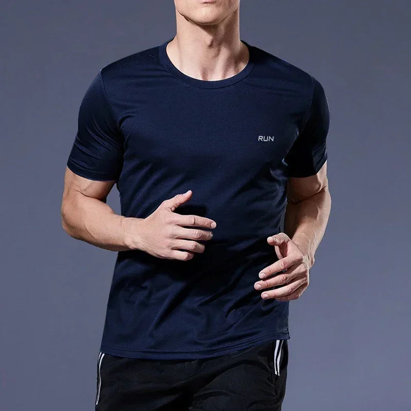 Men's Ice Silk Quick-Dry T-Shirt – High Elastic Breathable Gym & Casual Top