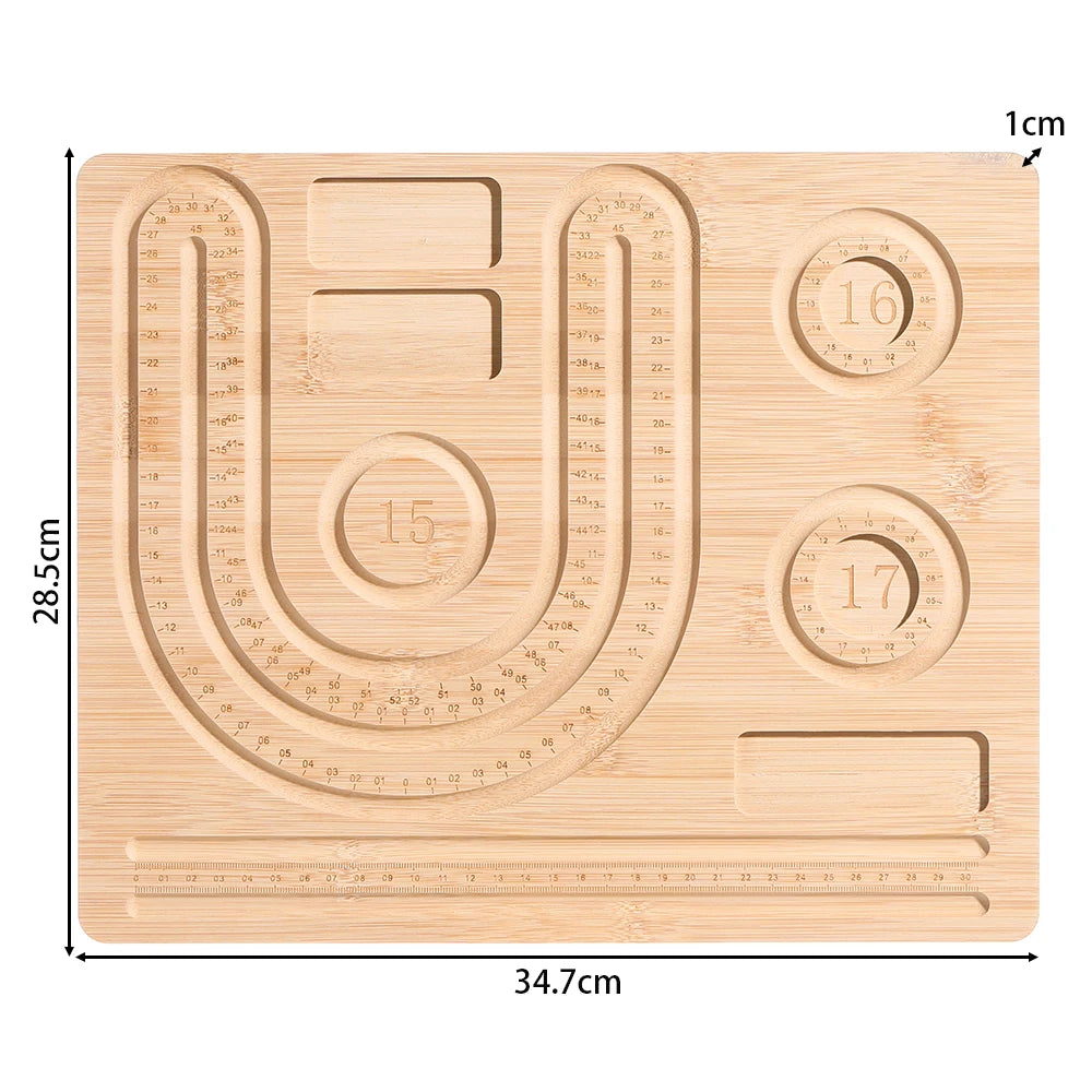Wooden Flocked Beading Tray DIY Bracelet Necklace Jewelry Making Findings Beading Organizer Gray Bead Board Measuring Tools 2030