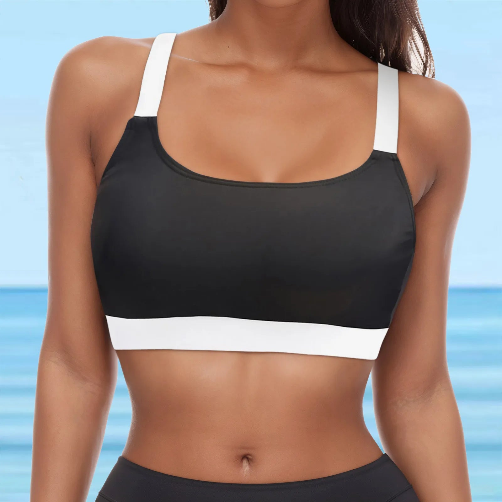 Women's Underwire Push-Up Bikini Top – Solid Color Full Coverage Swim Bra