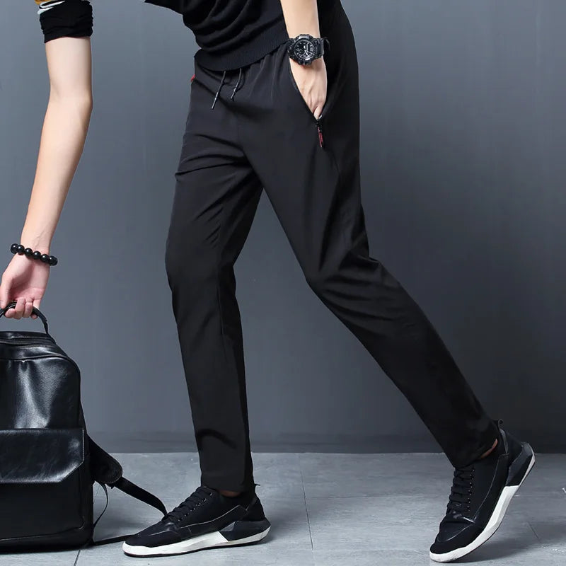 Men’s Slim Fit Stretch Jogger Pants – Elastic Waist Business Casual Korean Style