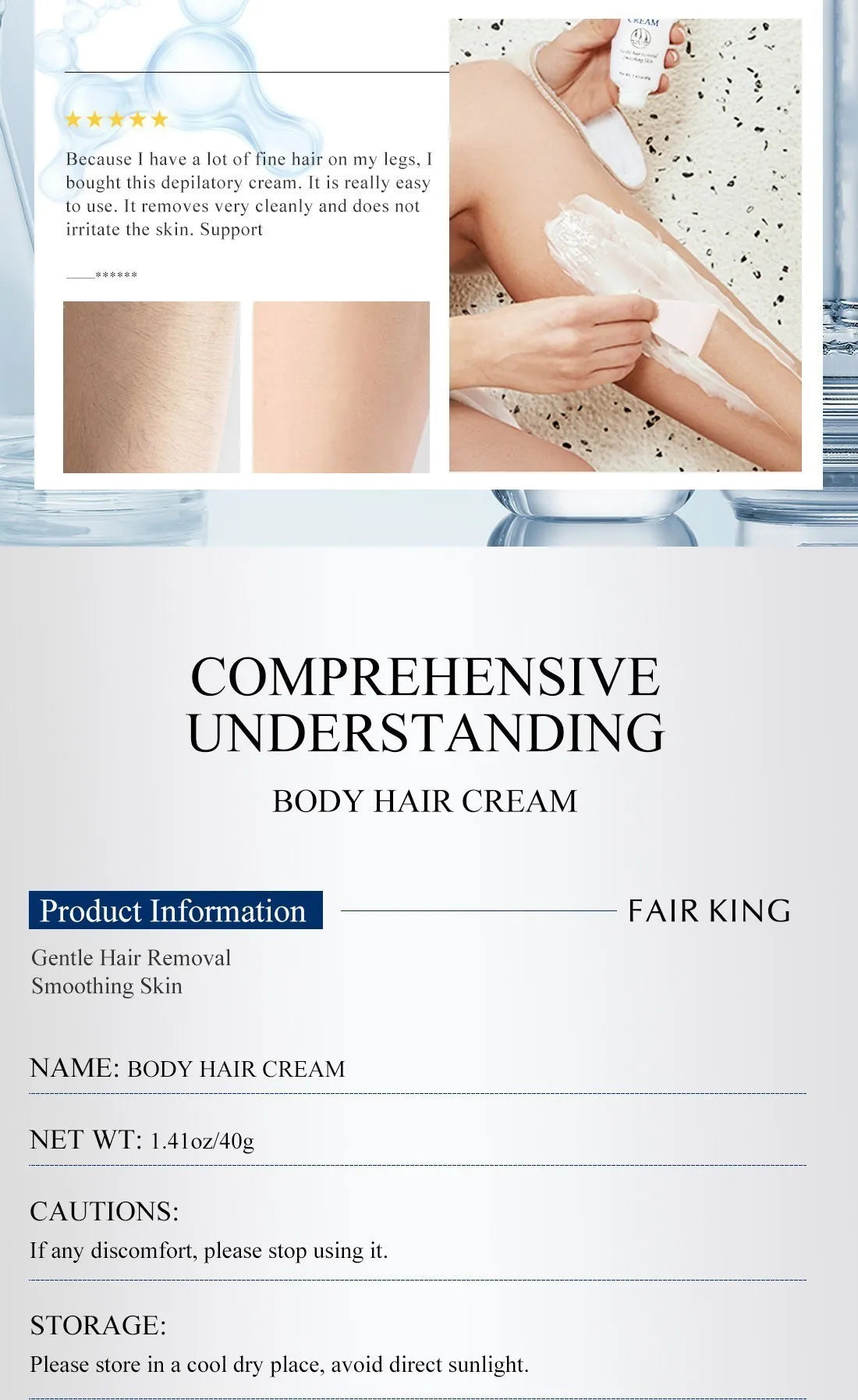 Herbal Painless Hair Removal Cream – Gentle Depilatory for Legs Arms & Body
