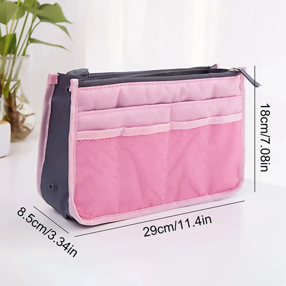 Large Double Zipper Travel Makeup Bag – Multi-Pocket Cosmetic Toiletry Organizer