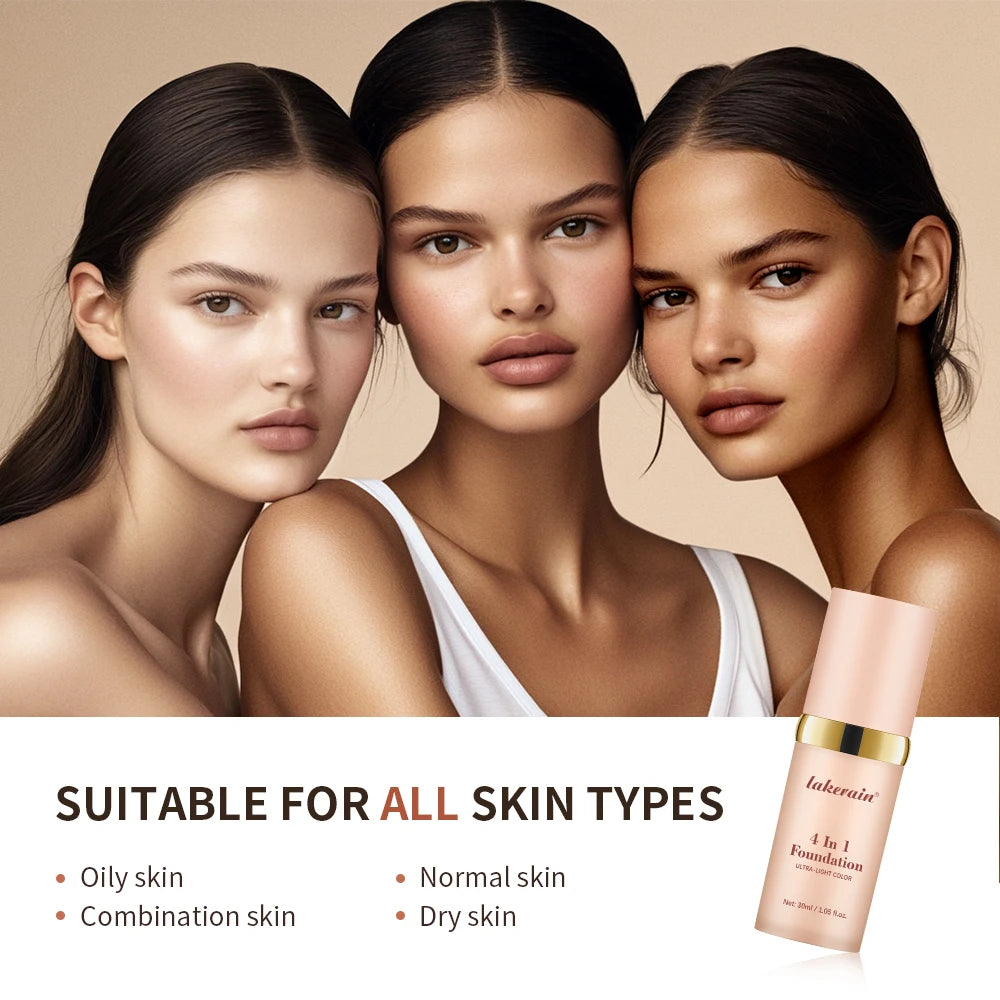4-in-1 SPF30 Full Coverage Foundation – Waterproof Hydrating Concealer Skin Tone