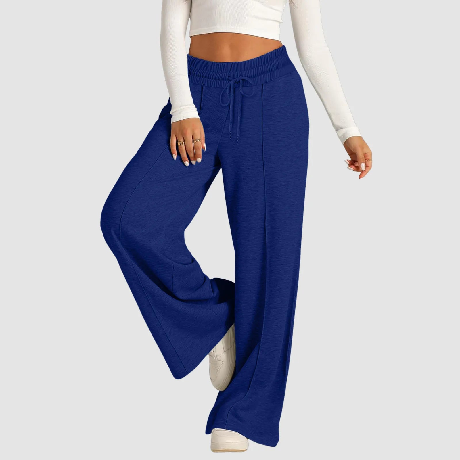 Women’s Casual Wide Leg Tie Jogger Pants – Loose Palazzo Spaghetti Strap Sweatpants