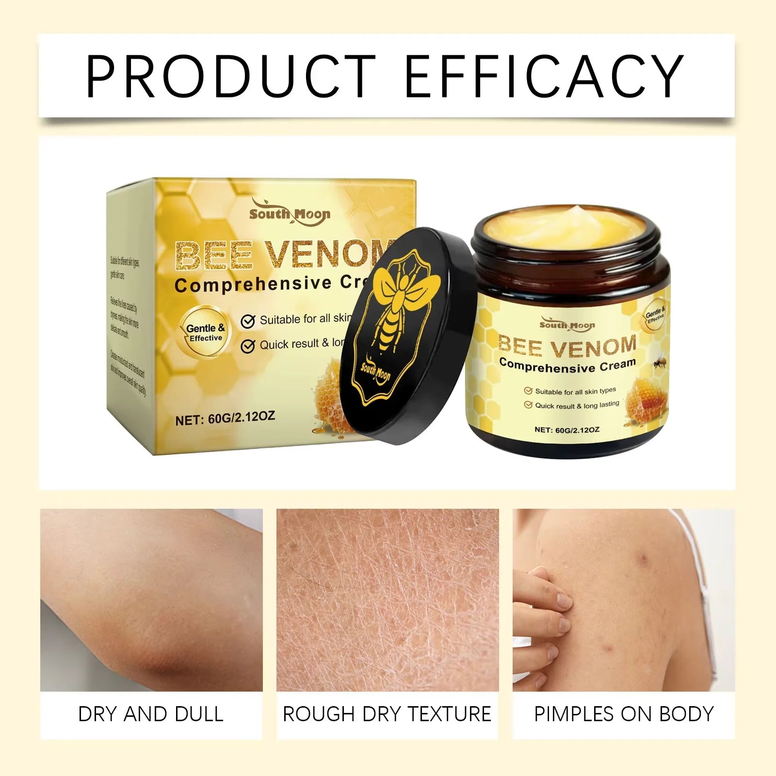 Bee Venom Brightening Body Cream – Deep Moisturizing Nourishing Skin Care Lotion