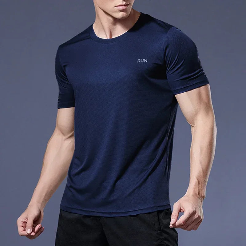 Men's Ice Silk Quick-Dry T-Shirt – High Elastic Breathable Gym & Casual Top