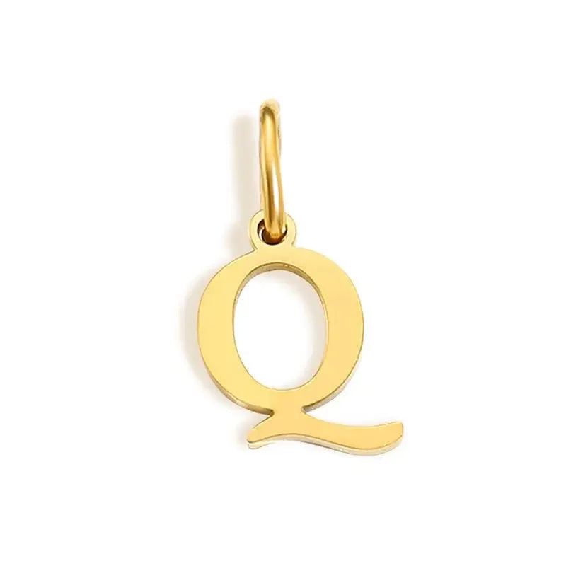 Gold Initial Letter Charm Pendant – Stainless Steel A-Z Personalized Necklace Gift
