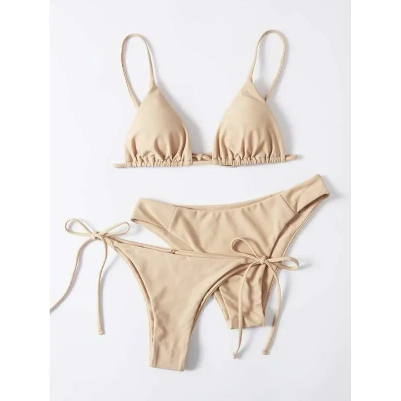 Women’s 3-Piece Push Up Bandage Bikini Set – Triangle Swimsuit Beachwear