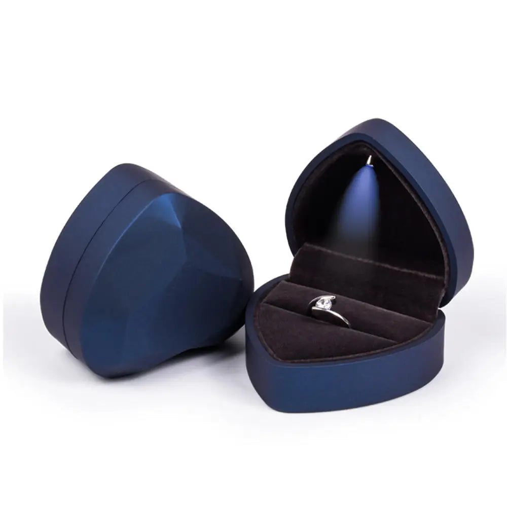 LED Luxury Velvet Jewelry Ring Box – Proposal Engagement Wedding Gift Display