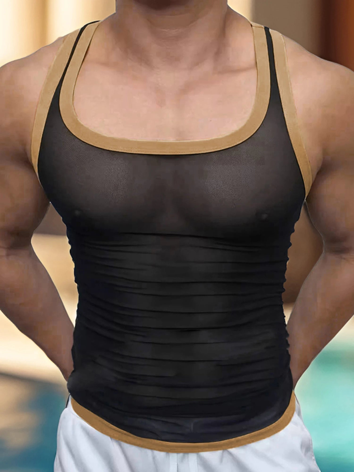 Men's Sleeveless Mesh Gym Tank Top – Breathable Bodybuilding Athletic Vest