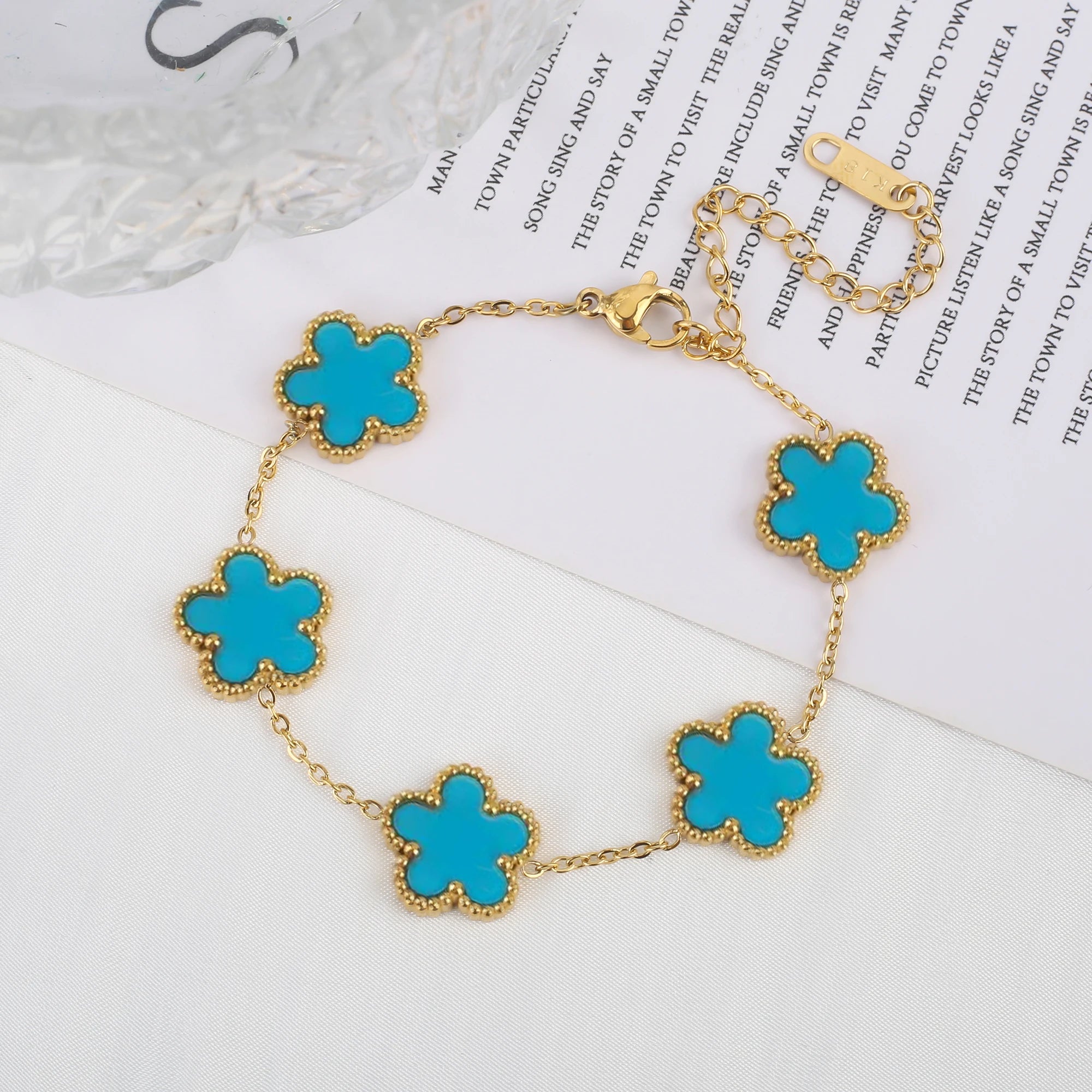 Five Leaf Clover Stainless Steel Bracelet – Shell Flower Women Party Jewelry Gift