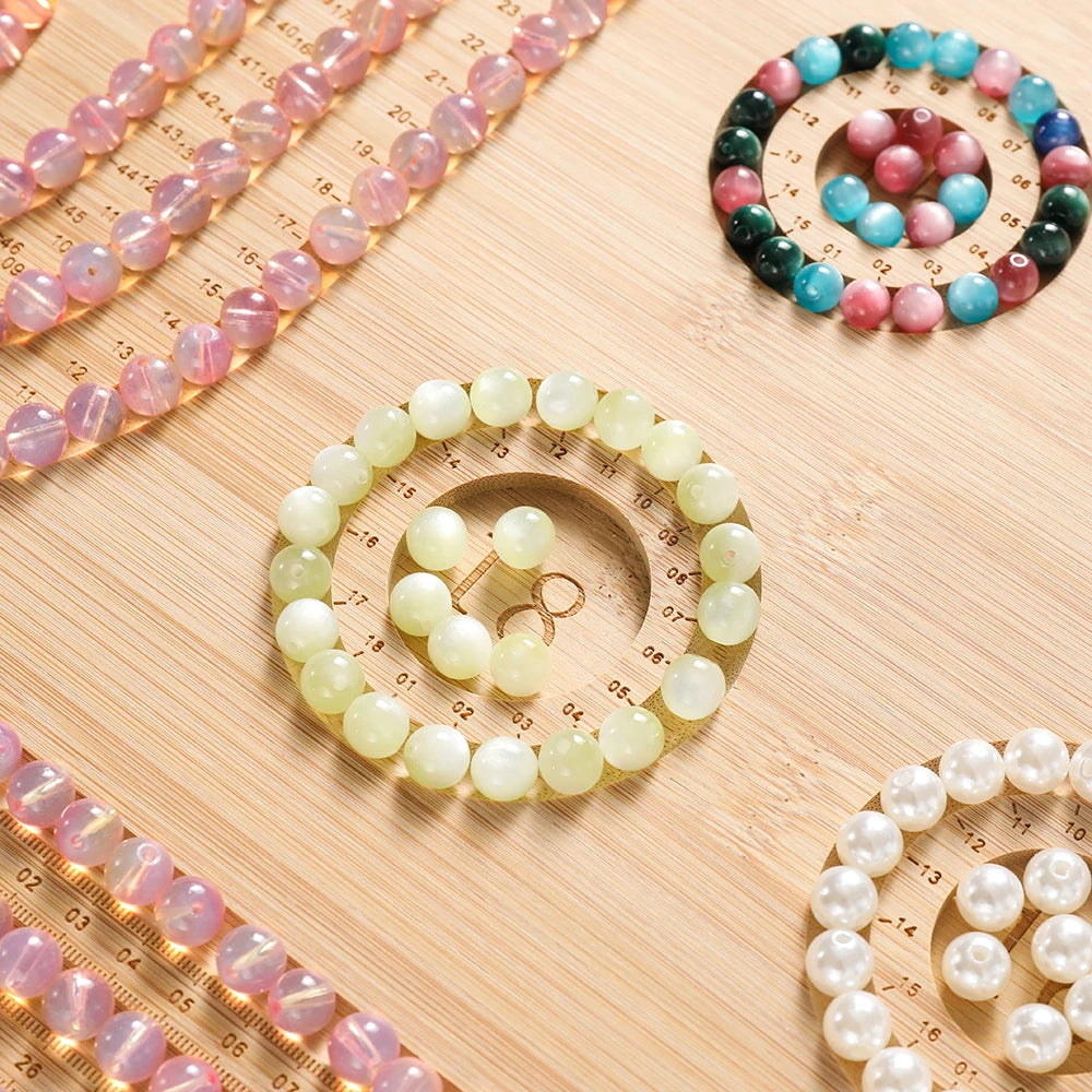 Wooden Flocked Beading Tray DIY Bracelet Necklace Jewelry Making Findings Beading Organizer Gray Bead Board Measuring Tools 2030