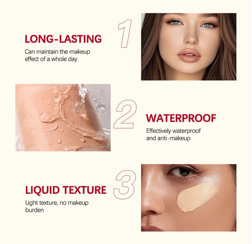 Matte Full Coverage Foundation Cream – Waterproof Long-Lasting Concealer Base