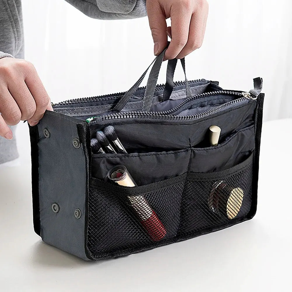 Large Double Zipper Travel Makeup Bag – Multi-Pocket Cosmetic Toiletry Organizer