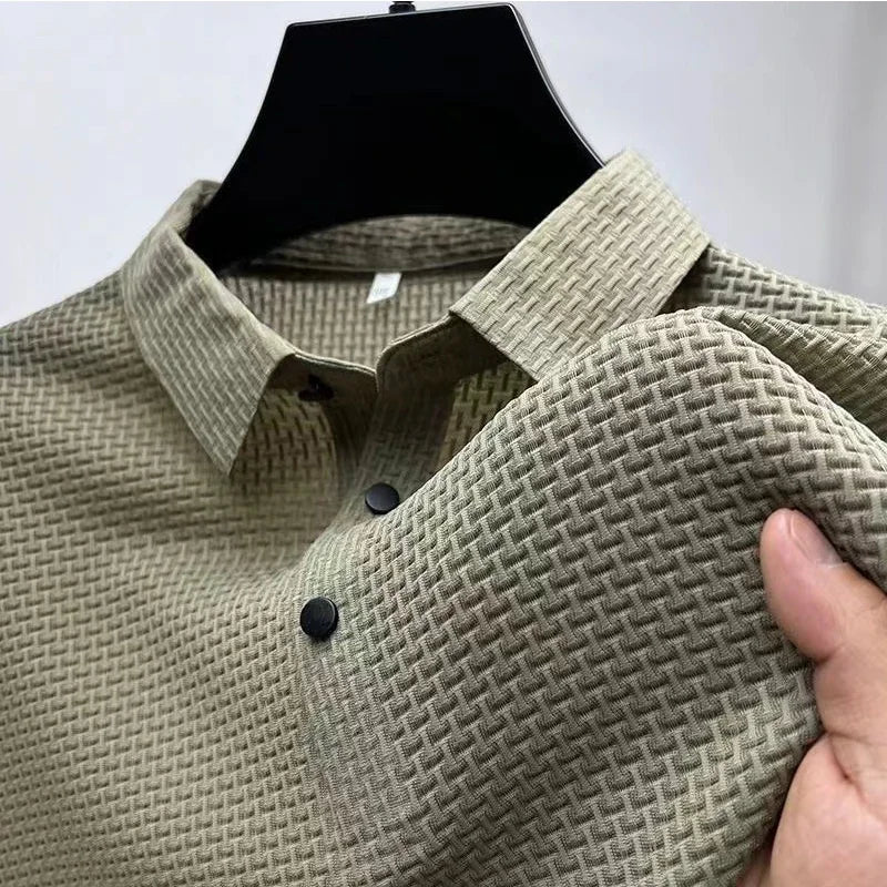 Men's Bone Print Polo Shirt – Breathable Casual Short Sleeve Summer Top