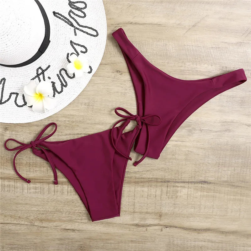 Women’s 3-Piece Push Up Bandage Bikini Set – Triangle Swimsuit Beachwear