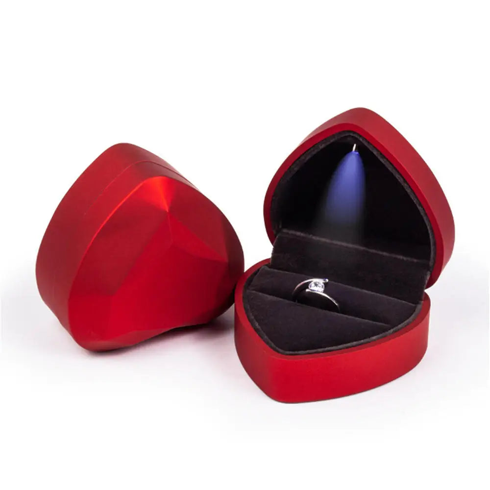 LED Luxury Velvet Jewelry Ring Box – Proposal Engagement Wedding Gift Display