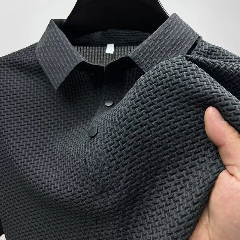 Men's Bone Print Polo Shirt – Breathable Casual Short Sleeve Summer Top
