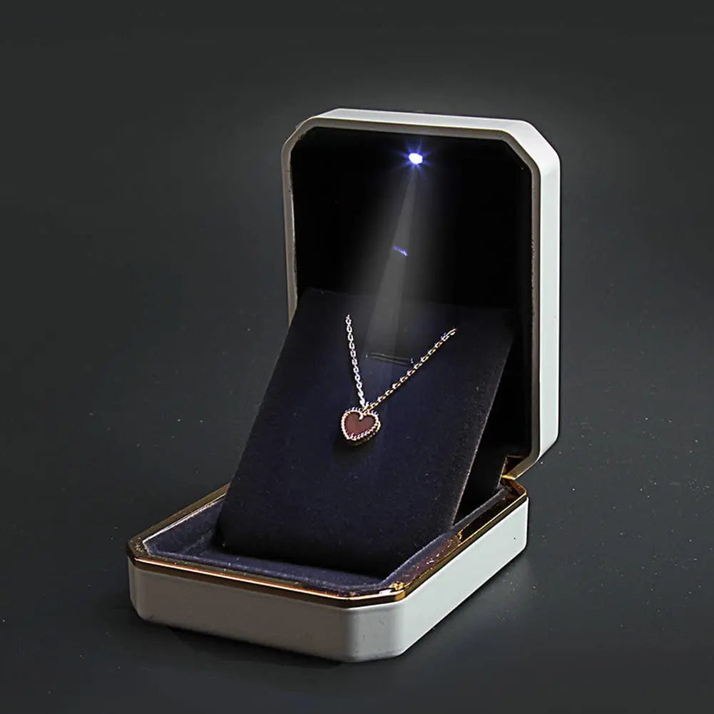 LED Luxury Velvet Jewelry Ring Box – Proposal Engagement Wedding Gift Display