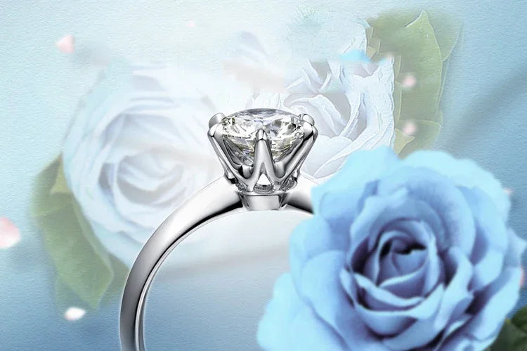 925 Sterling Silver Moissanite Ring – 1-3ct D Color Luxury Diamond Alternative
