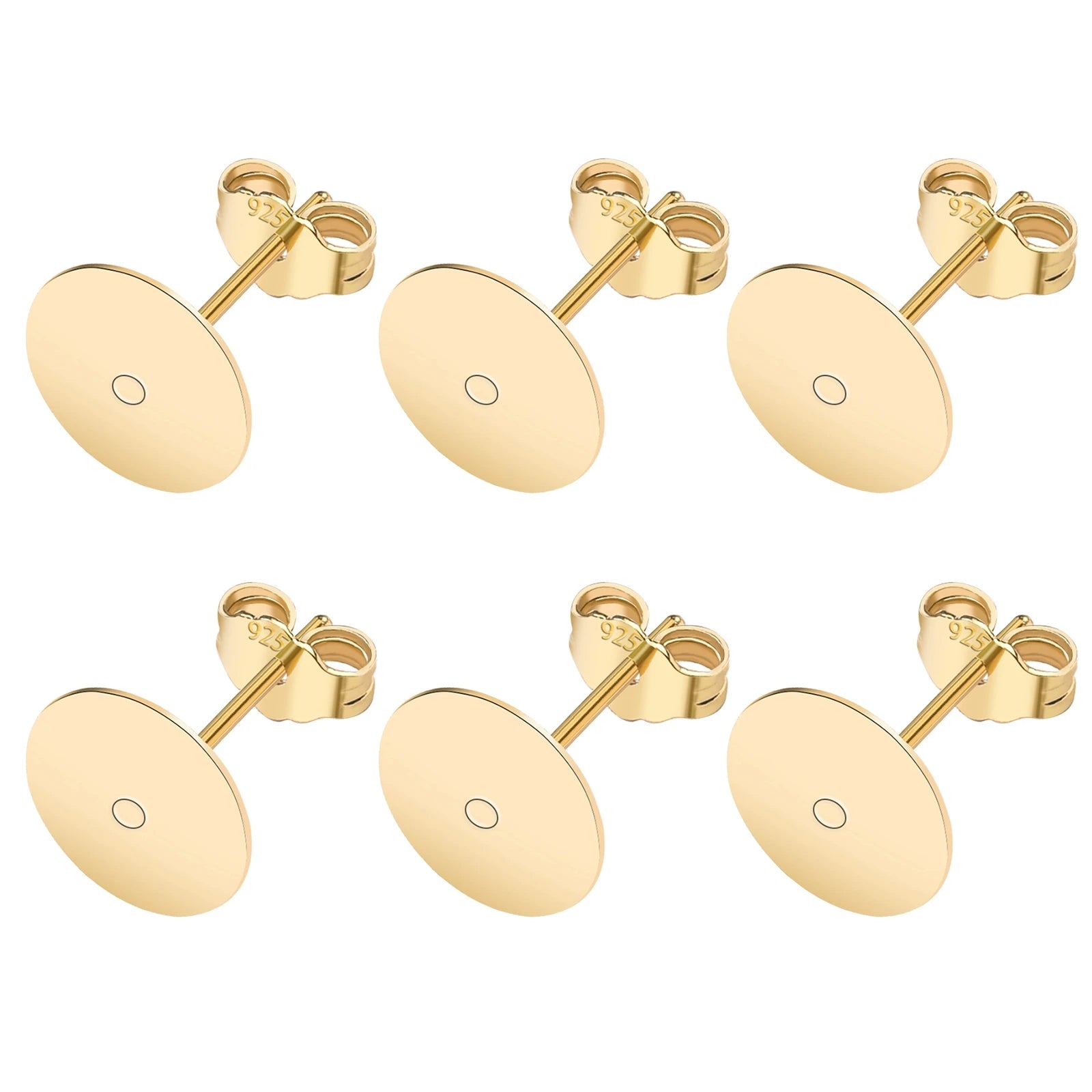 50pcs/Bag 925 Silver Stainless Steel Earring Studs Blank Post Base Pins With Earring Plug Findings Ear Back For Jewelry Making