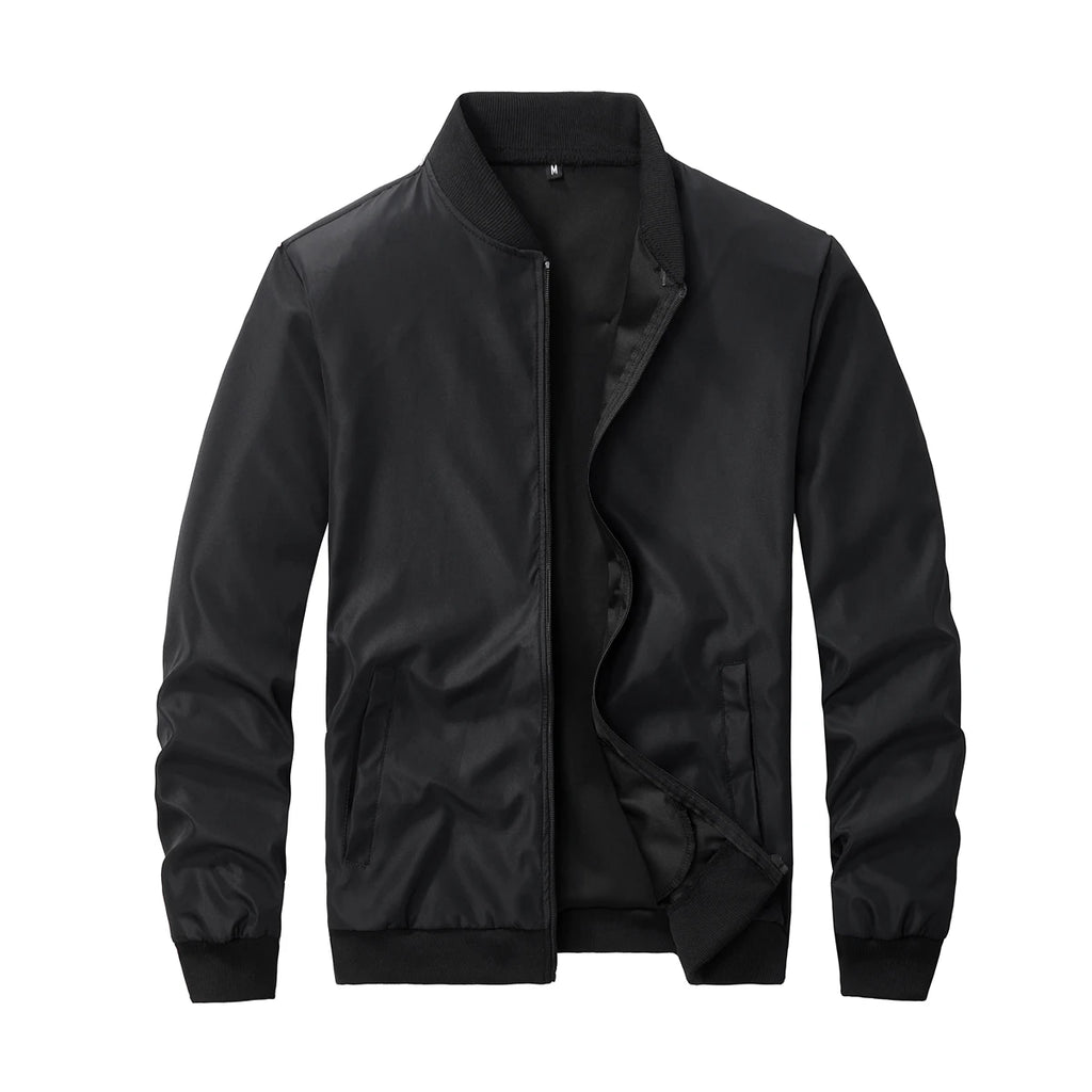 Men's Baseball Collar Casual Jacket – Short Loose Solid Color Thin Coat