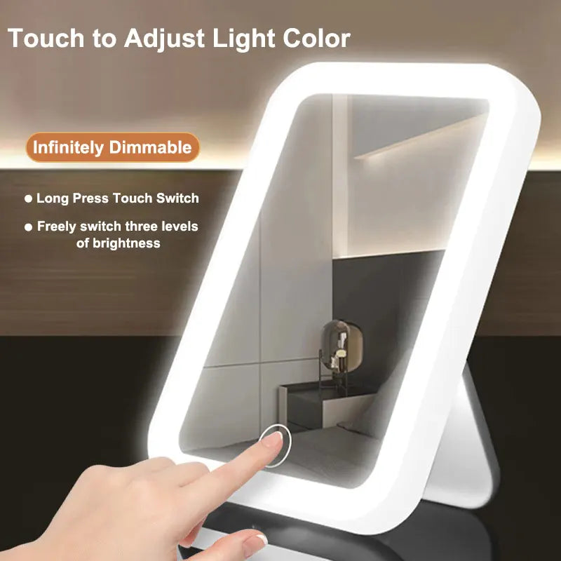 LED Lighted Vanity Makeup Mirror – Smart Desktop Dressing Table Illuminated Mirror