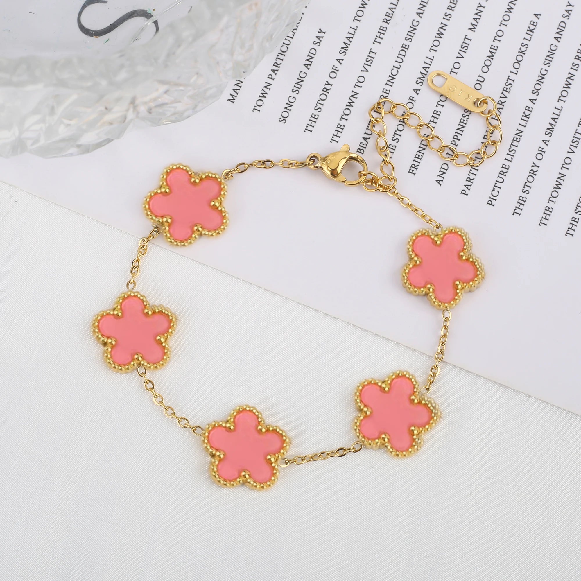 Five Leaf Clover Stainless Steel Bracelet – Shell Flower Women Party Jewelry Gift