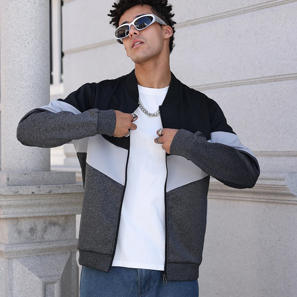 Men's Zip-Up Bomber Windbreaker Jacket – Streetwear Business Casual Spring Coat