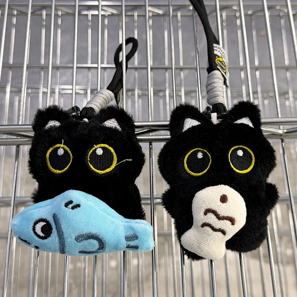 Cute Plush Black Cat Doll Keychain – Kawaii Bag Charm Pendant Gift