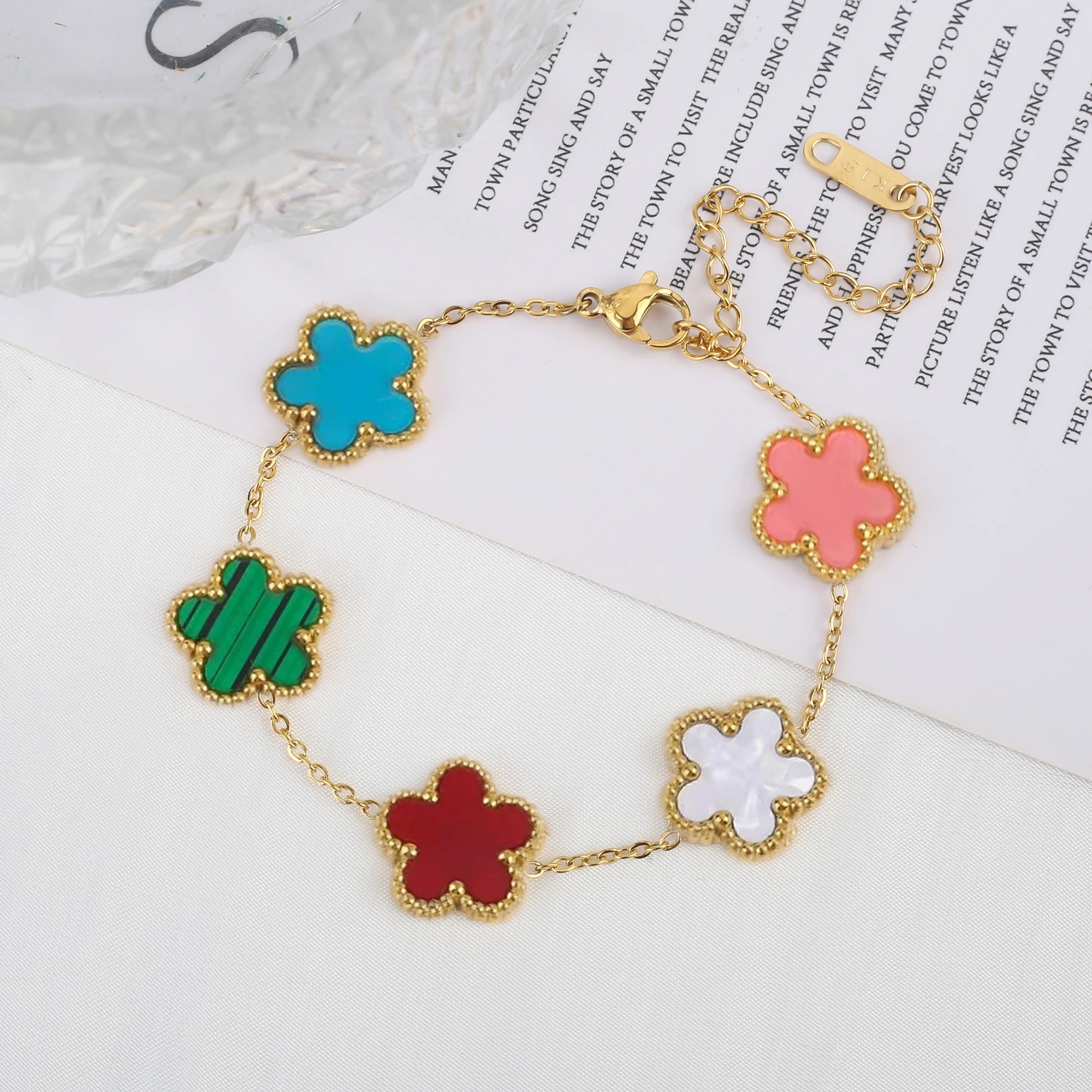 Five Leaf Clover Stainless Steel Bracelet – Shell Flower Women Party Jewelry Gift