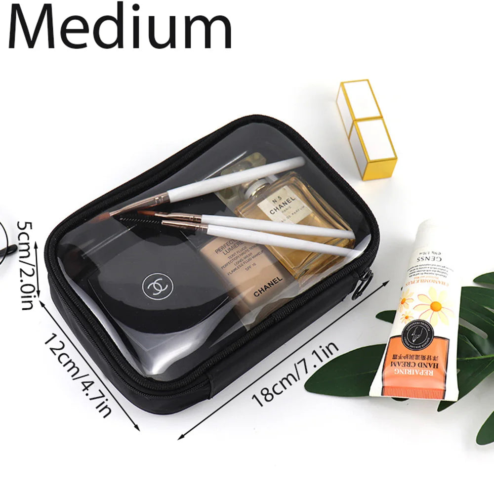 Clear PVC Waterproof Travel Makeup Bag – Toiletry Brush Organizer Pouch