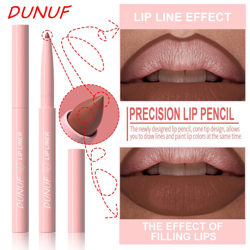 12-Color Matte Lip Liner Pencil Set – Waterproof Highly Pigmented Nude Pink