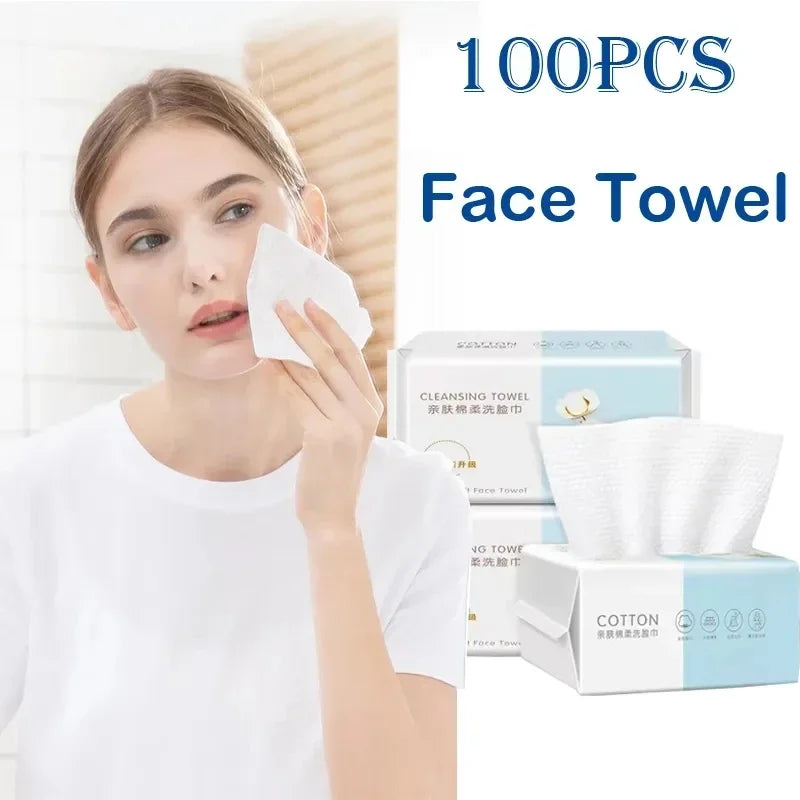 100-Count Disposable Cotton Face Towel – Soft Reusable Makeup Remover Pads