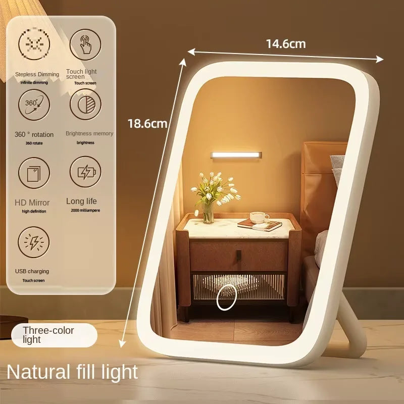 LED Lighted Vanity Makeup Mirror – Smart Desktop Dressing Table Illuminated Mirror