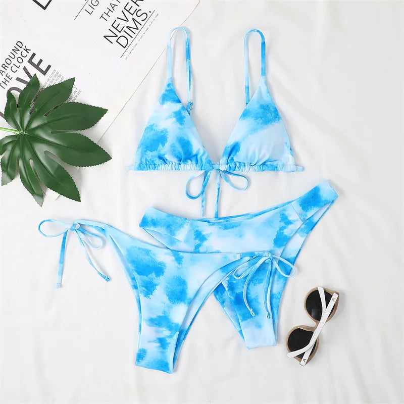 Women’s 3-Piece Push Up Bandage Bikini Set – Triangle Swimsuit Beachwear