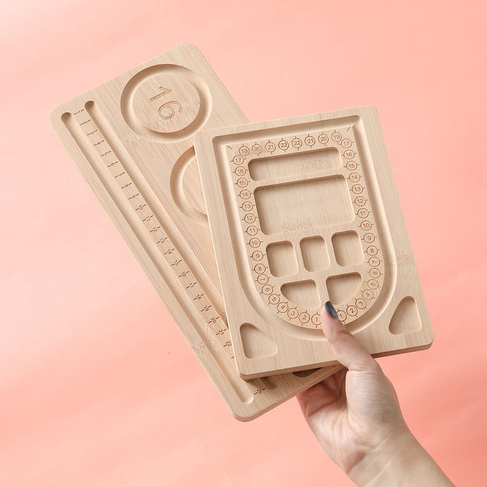 Wooden Flocked Beading Tray DIY Bracelet Necklace Jewelry Making Findings Beading Organizer Gray Bead Board Measuring Tools 2030